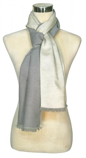 Scarf Shawl 100% Silk Flannel White Grey